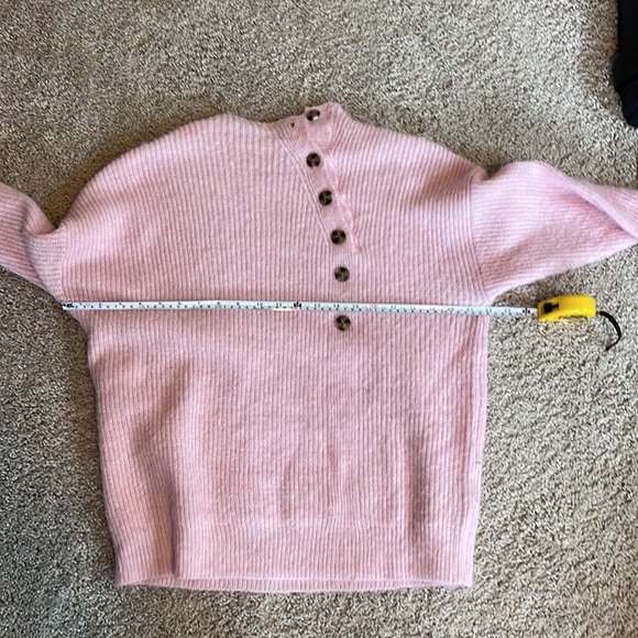 La Maille frnch Paris Cable Knit Asymmetrical Sweater  Pink knit button … - Picture 7 of 10